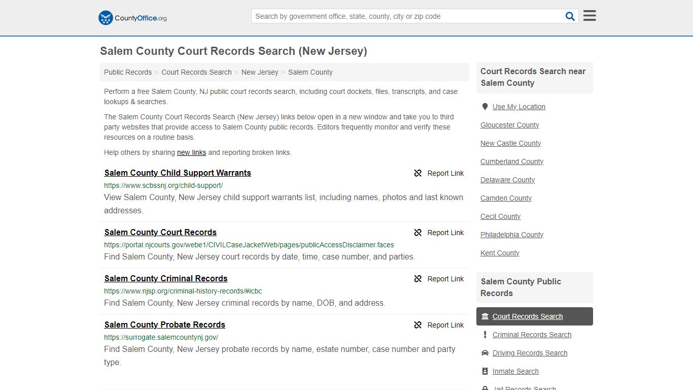 Salem County Court Records Search (New Jersey) - County Office