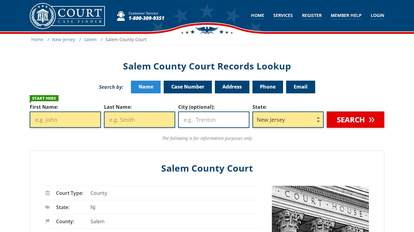 Salem County Court Records Lookup - CourtCaseFinder.com