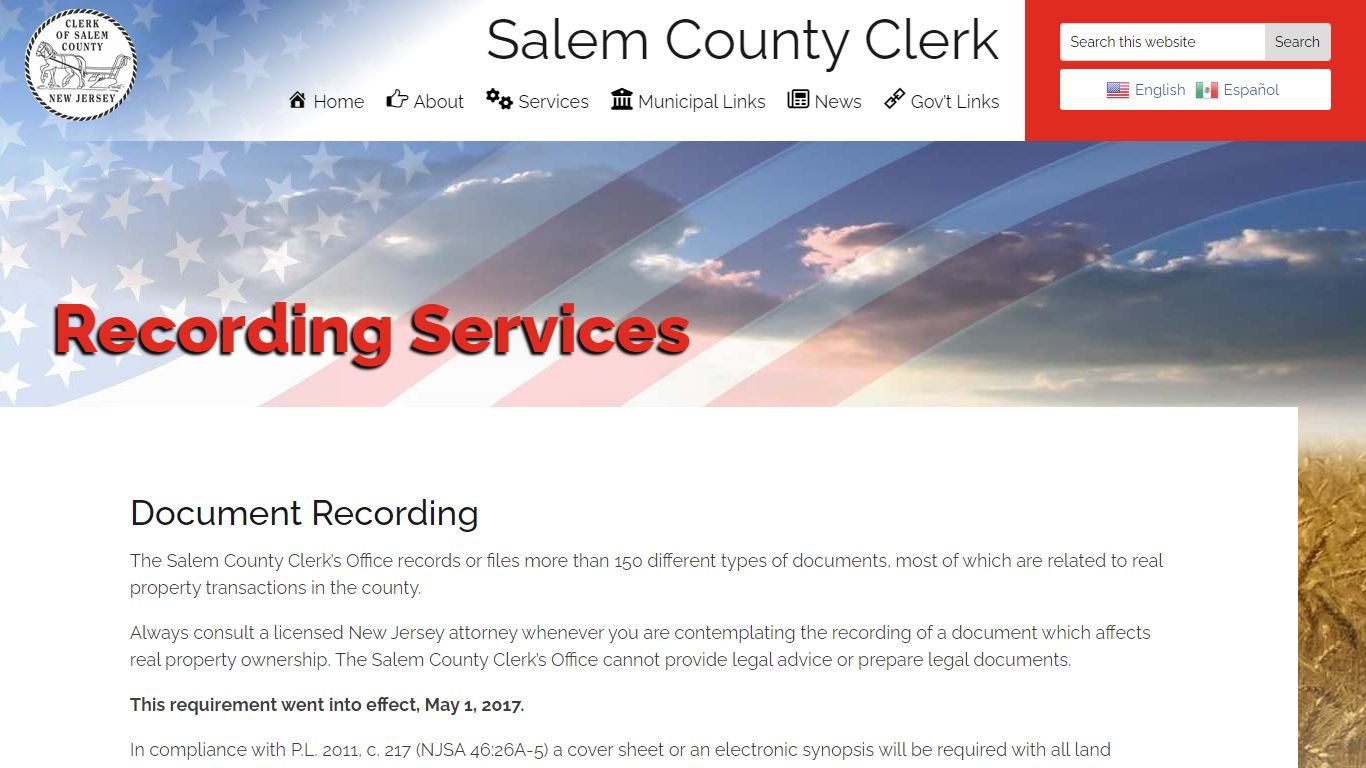 Recording Services | Salem County Clerk